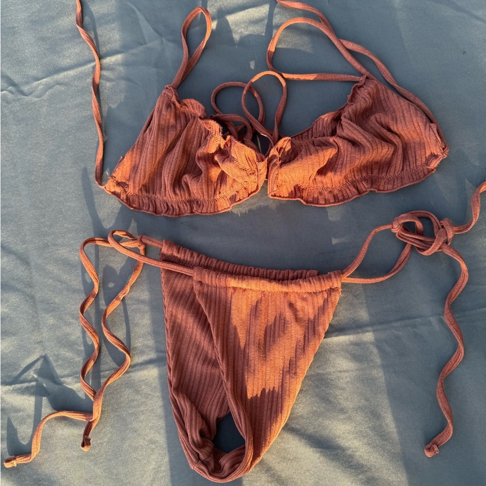Rust Ribbed Bikini Set
